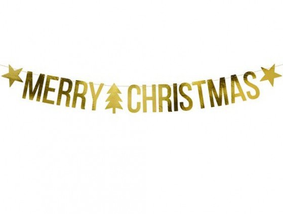 Merry Christmas gouden banner | 1,5 m kerst- touchofgold